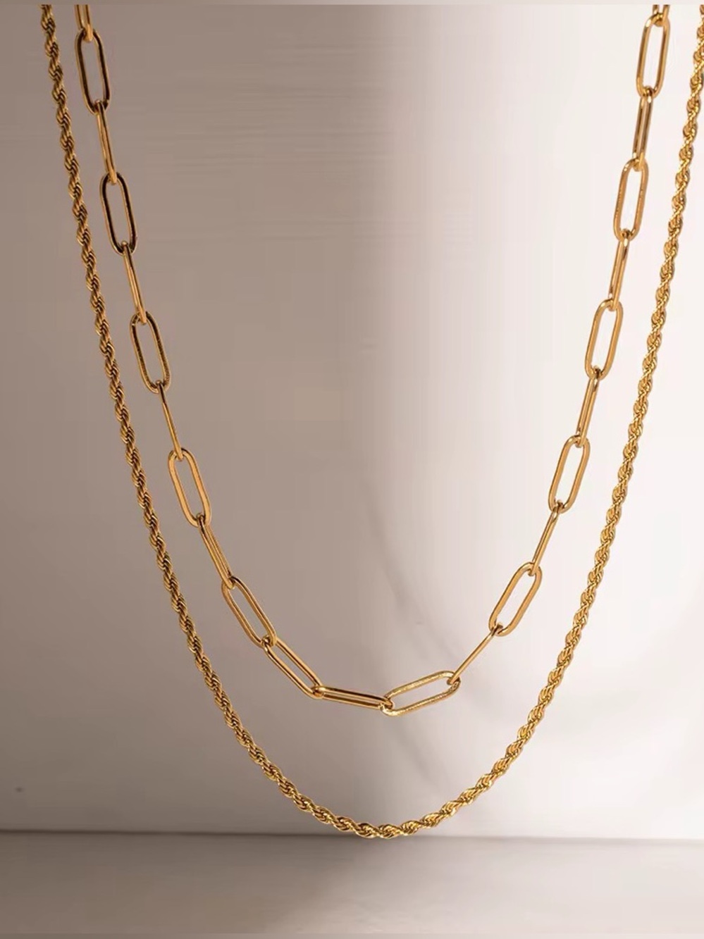 18K Gold Plated Double Layer Necklace